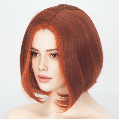 Women Sunset Reddish Orange Short Straight Bob Side Part Wig