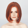 Women Sunset Reddish Orange Short Straight Bob Side Part Wig