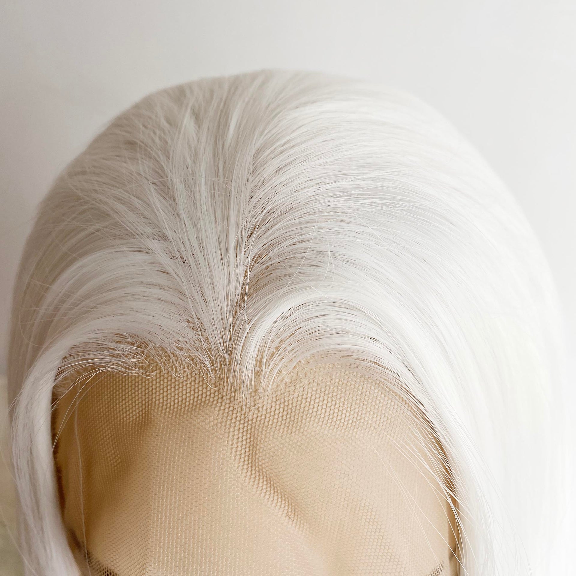 nevermindyrhead Women White Lace Front Long Straight Widow's Peak Hairline Slicked Back Hair Wig