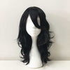 Men Black Long Curly Side Swept Bangs Layered Thick Cosplay Wig