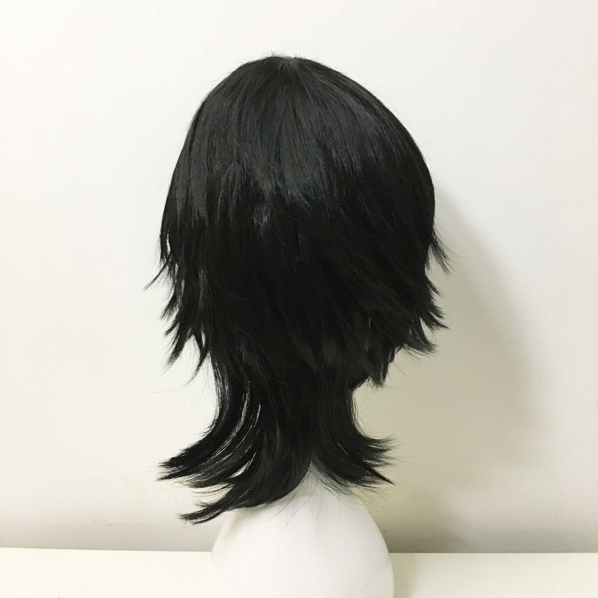 nevermindyrhead Men Black Long Straight Fringe Bangs Layered Mullet Cosplay Wig