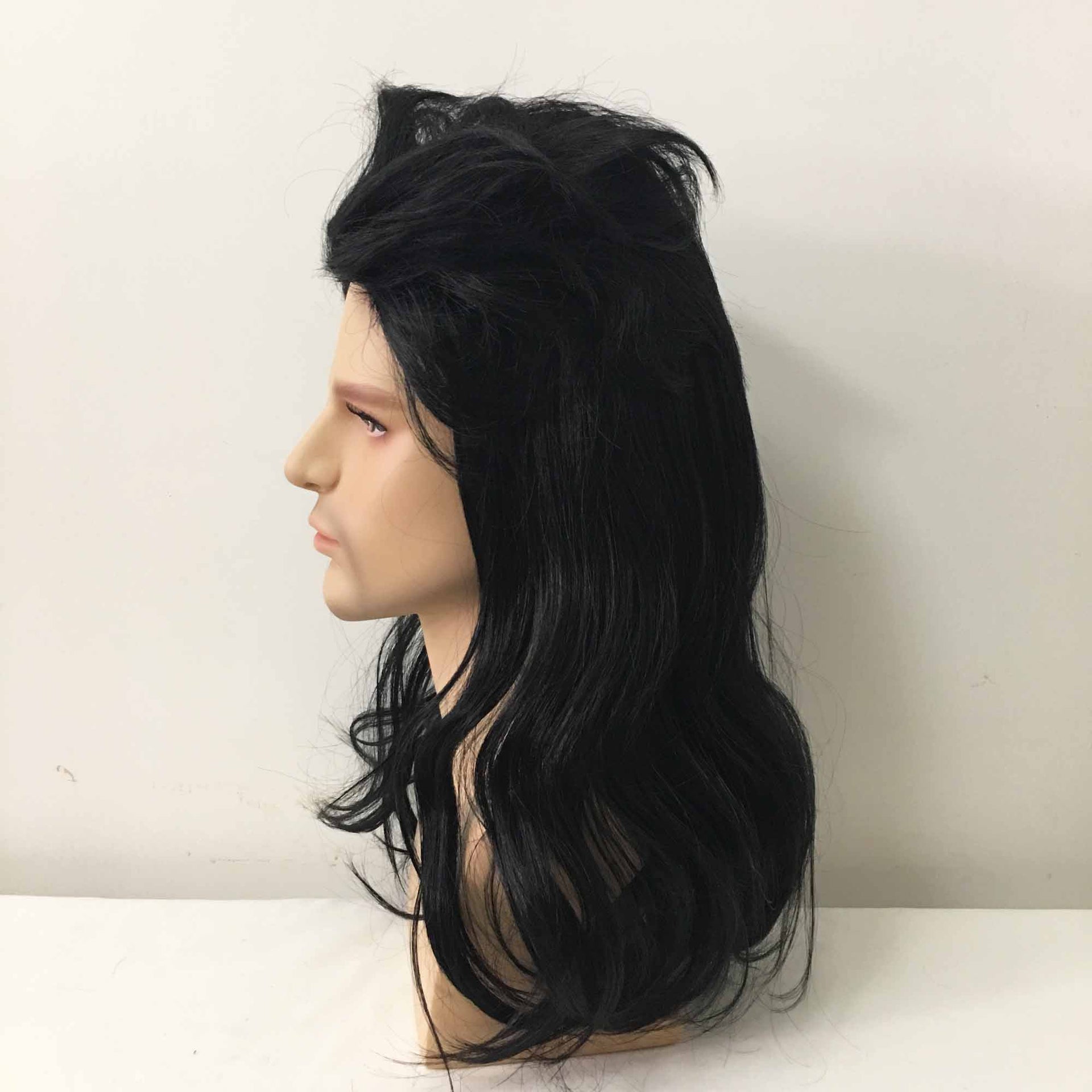 nevermindyrhead Men Black Long Straight Mullet Retro 70's Punk Cosplay Wig