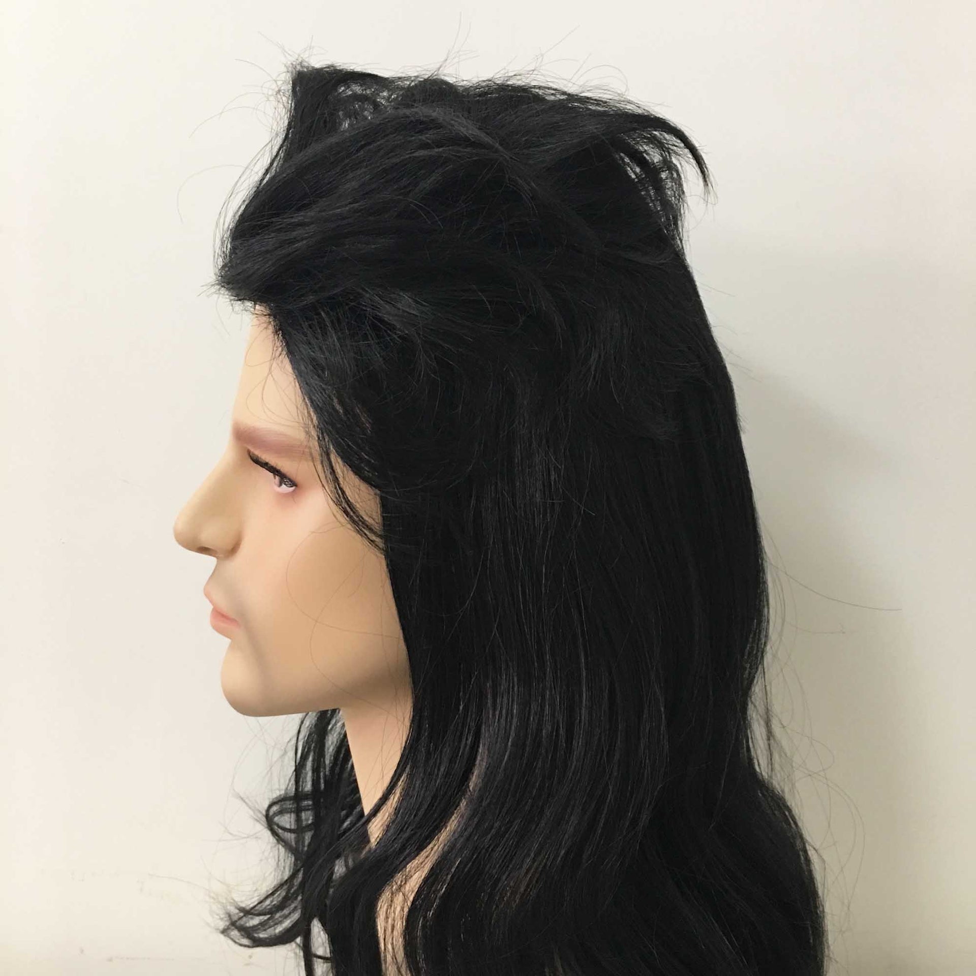 nevermindyrhead Men Black Long Straight Mullet Retro 70's Punk Cosplay Wig