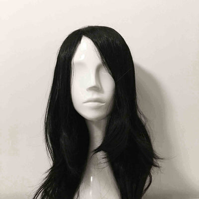 Men Black Long Straight Side Swept Bangs Layered Gothic Cosplay Wig