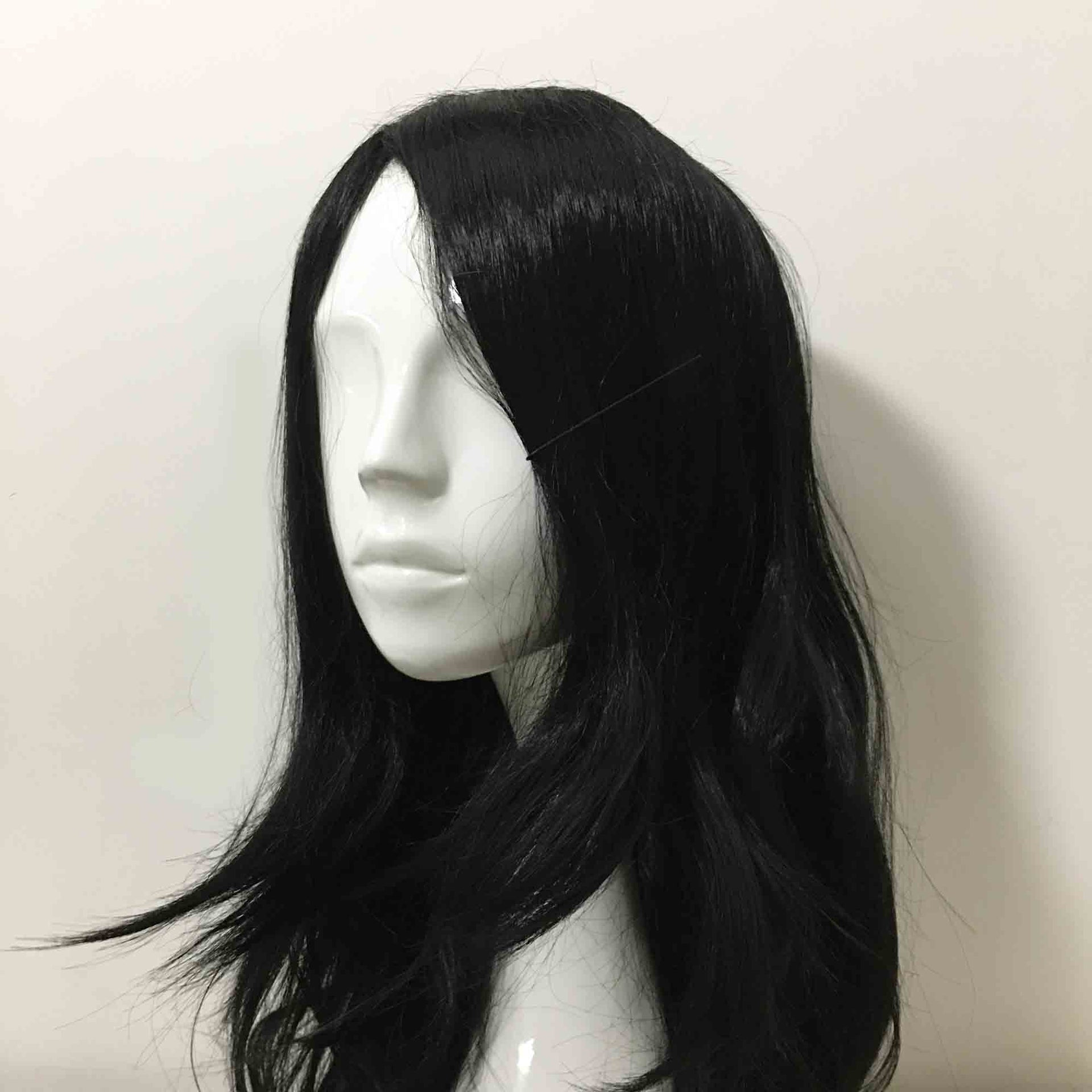 nevermindyrhead Men Black Long Straight Side Swept Bangs Layered Gothic Cosplay Wig