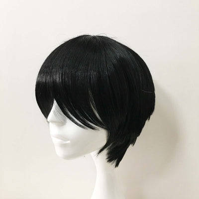 Men Black Short Straight Extra Long Bangs Cosplay Wig