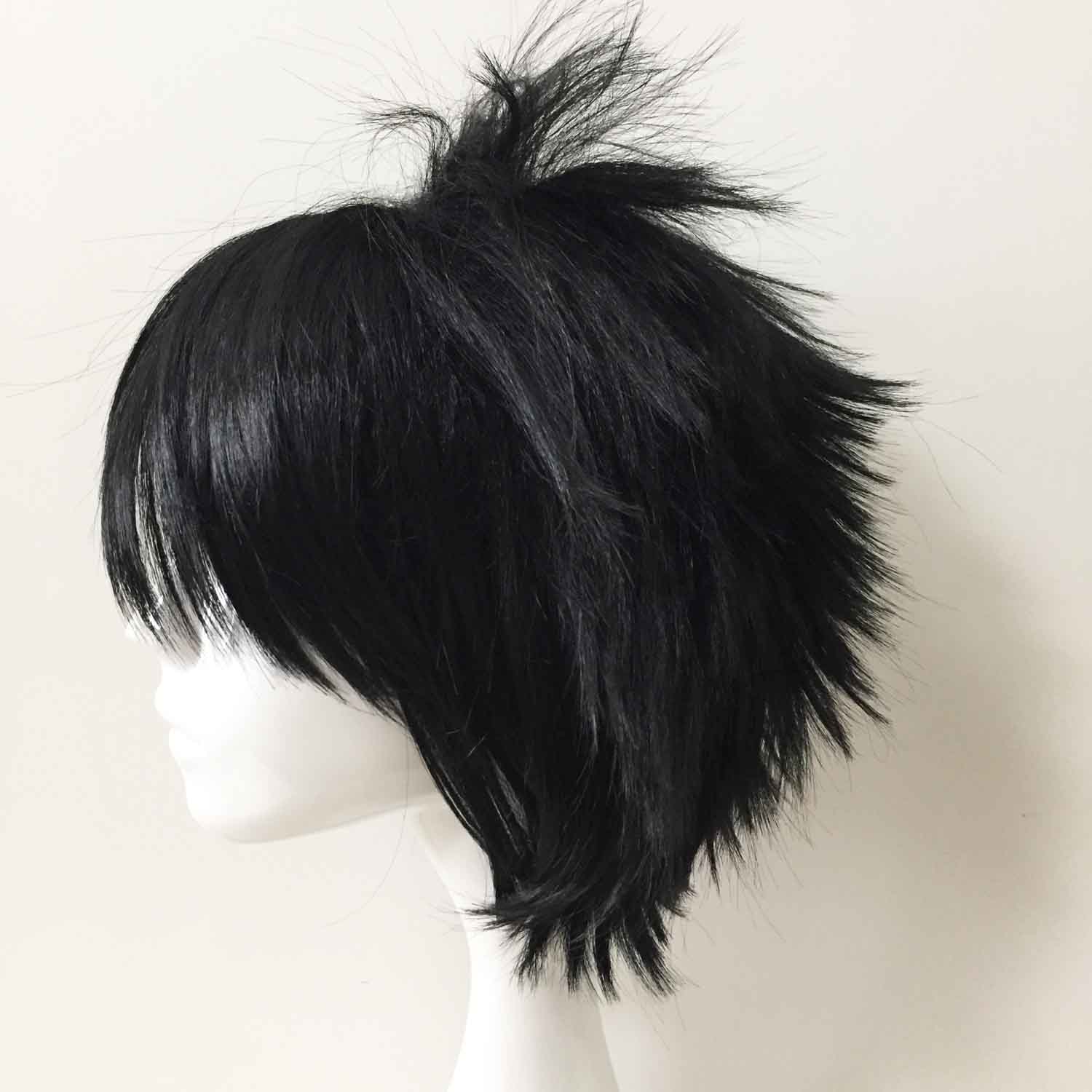 nevermindyrhead Men Black Short Straight Fringe Bangs Bouncy Cosplay Wig