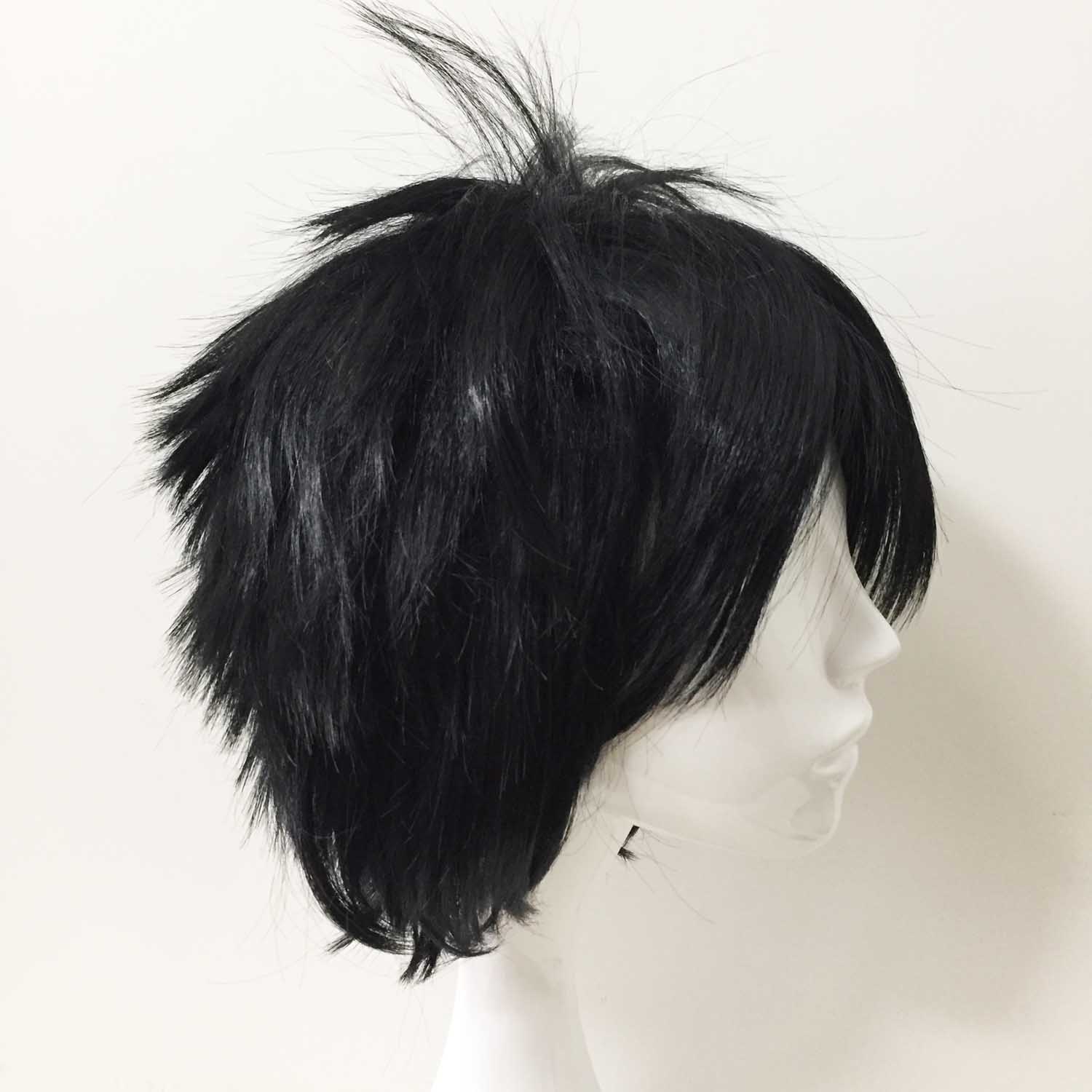 nevermindyrhead Men Black Short Straight Fringe Bangs Bouncy Cosplay Wig