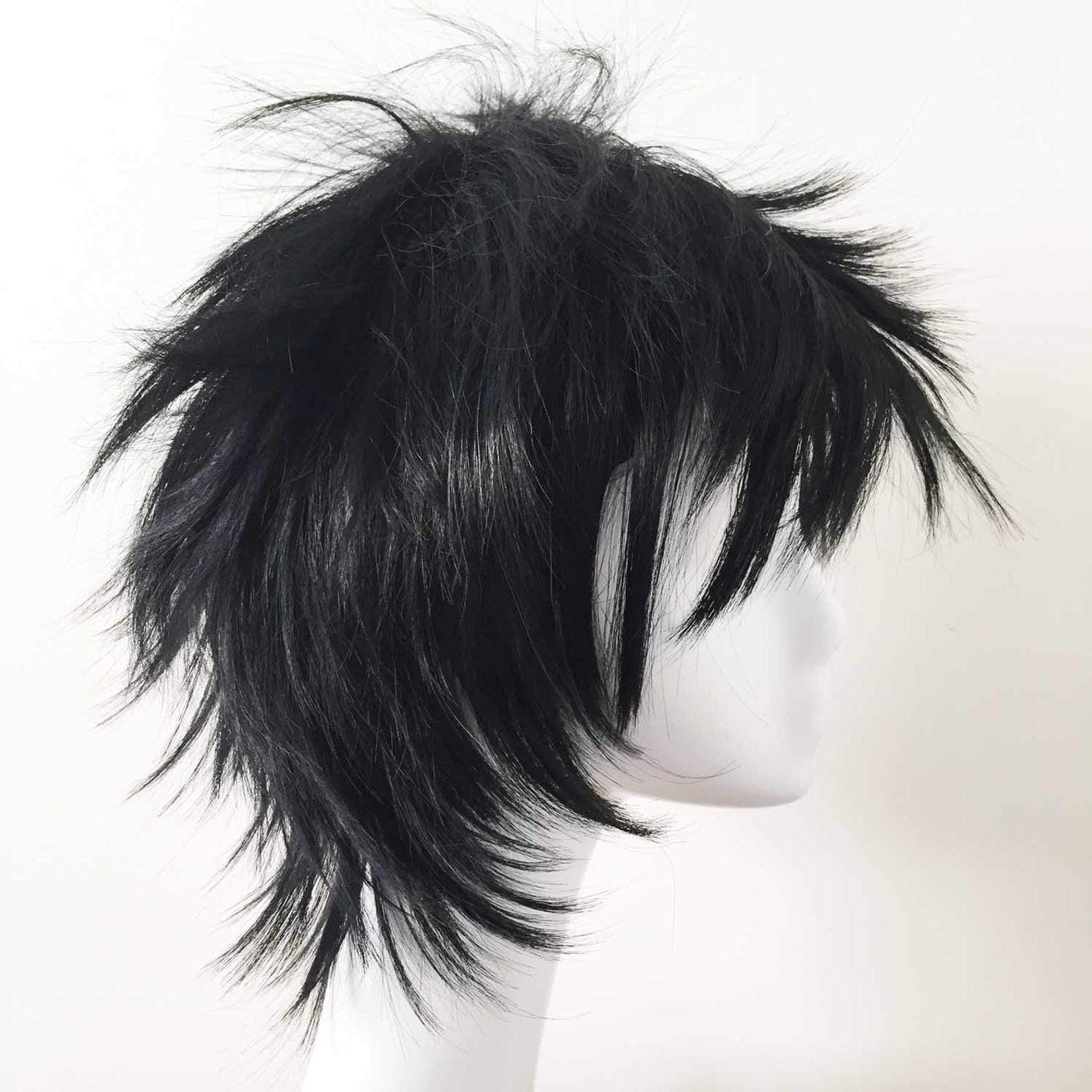 nevermindyrhead Men Black Short Straight Fringe Bangs Cosplay Wig