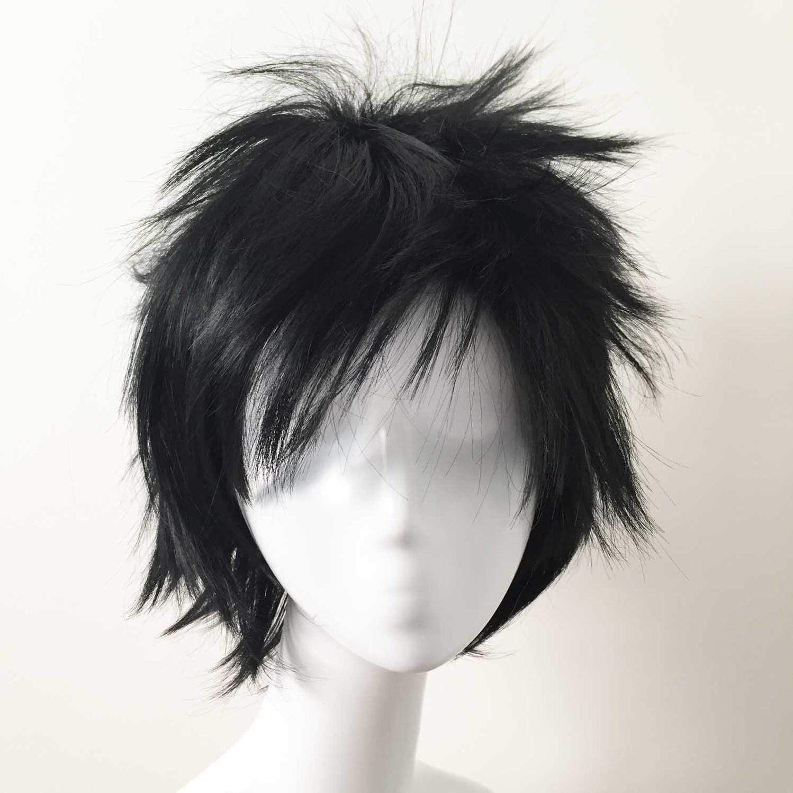 nevermindyrhead Men Black Short Straight Fringe Bangs Cosplay Wig