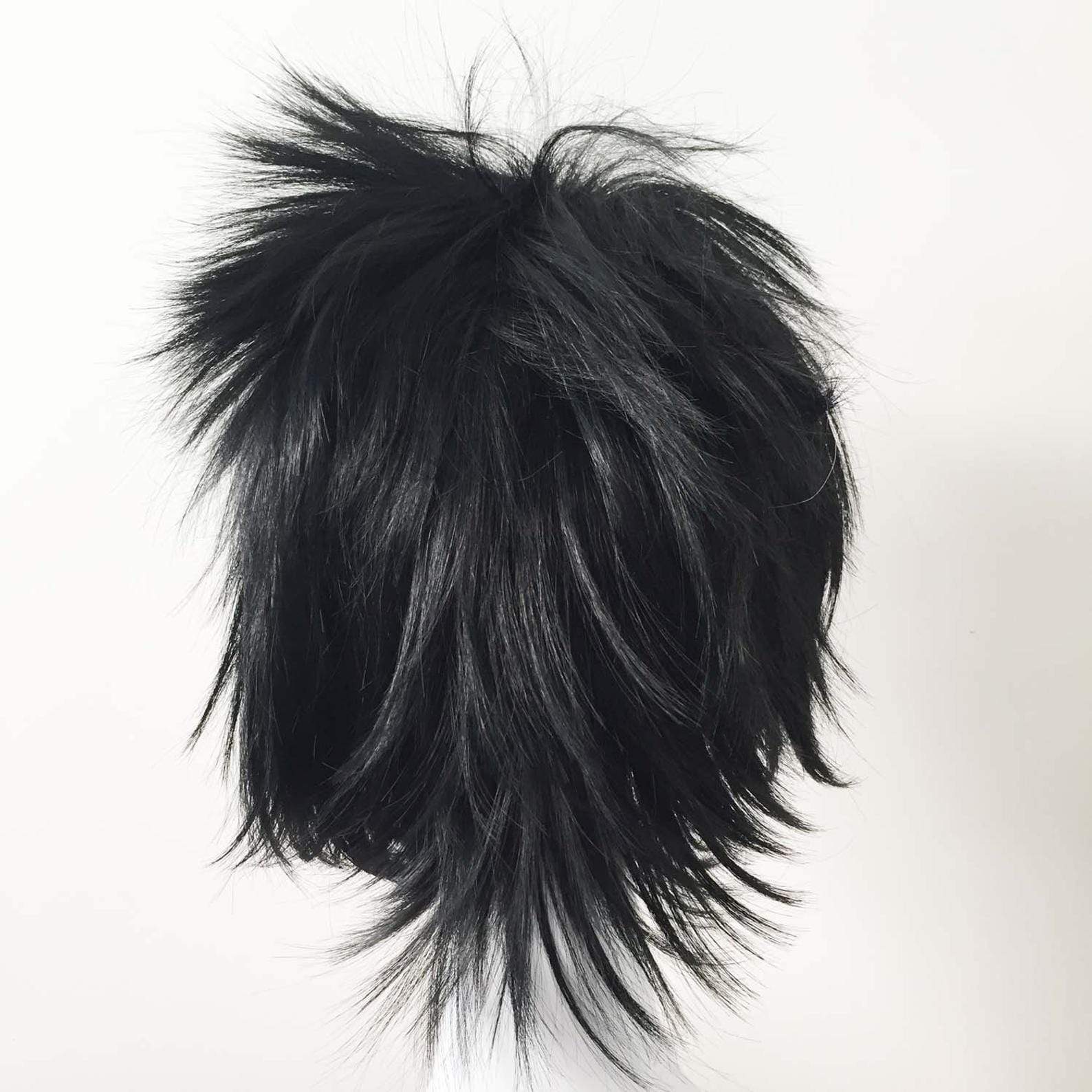 nevermindyrhead Men Black Short Straight Fringe Bangs Cosplay Wig