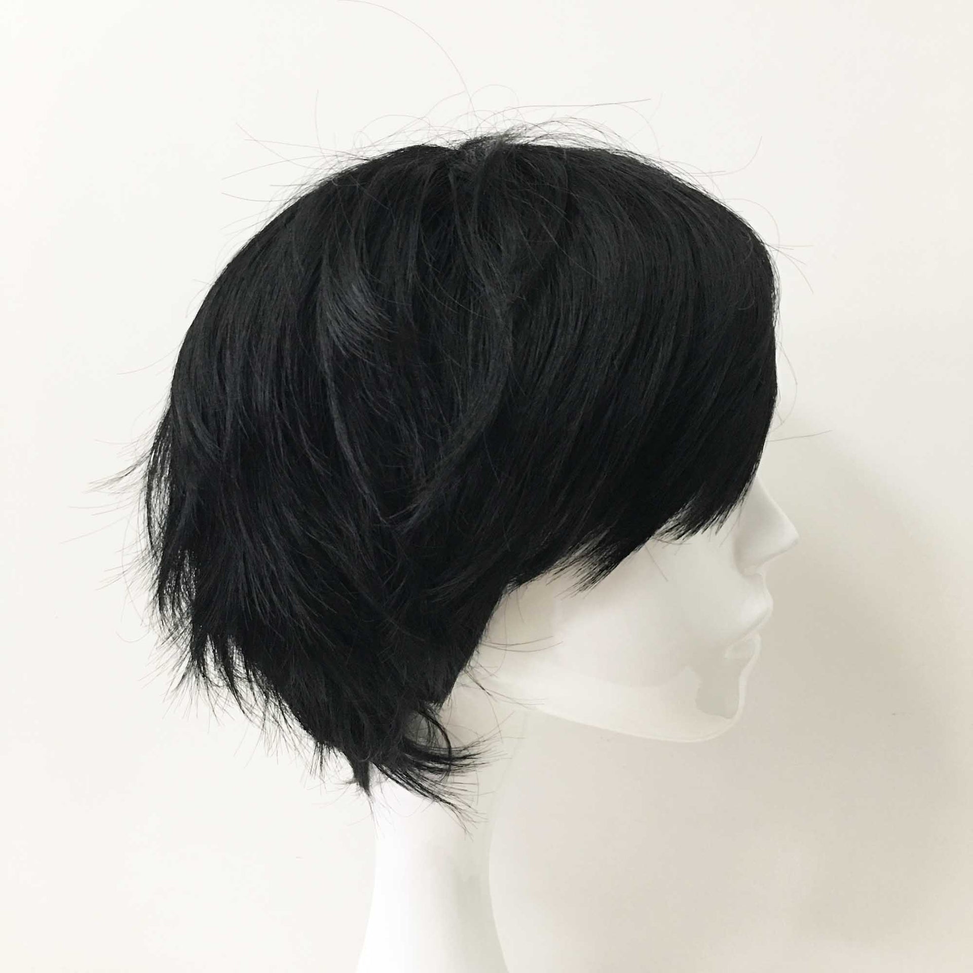 nevermindyrhead Men Black Short Straight Fringe-Bangs Pixie Cosplay Wig