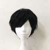 Men Black Short Straight Fringe-Bangs Pixie Cosplay Wig
