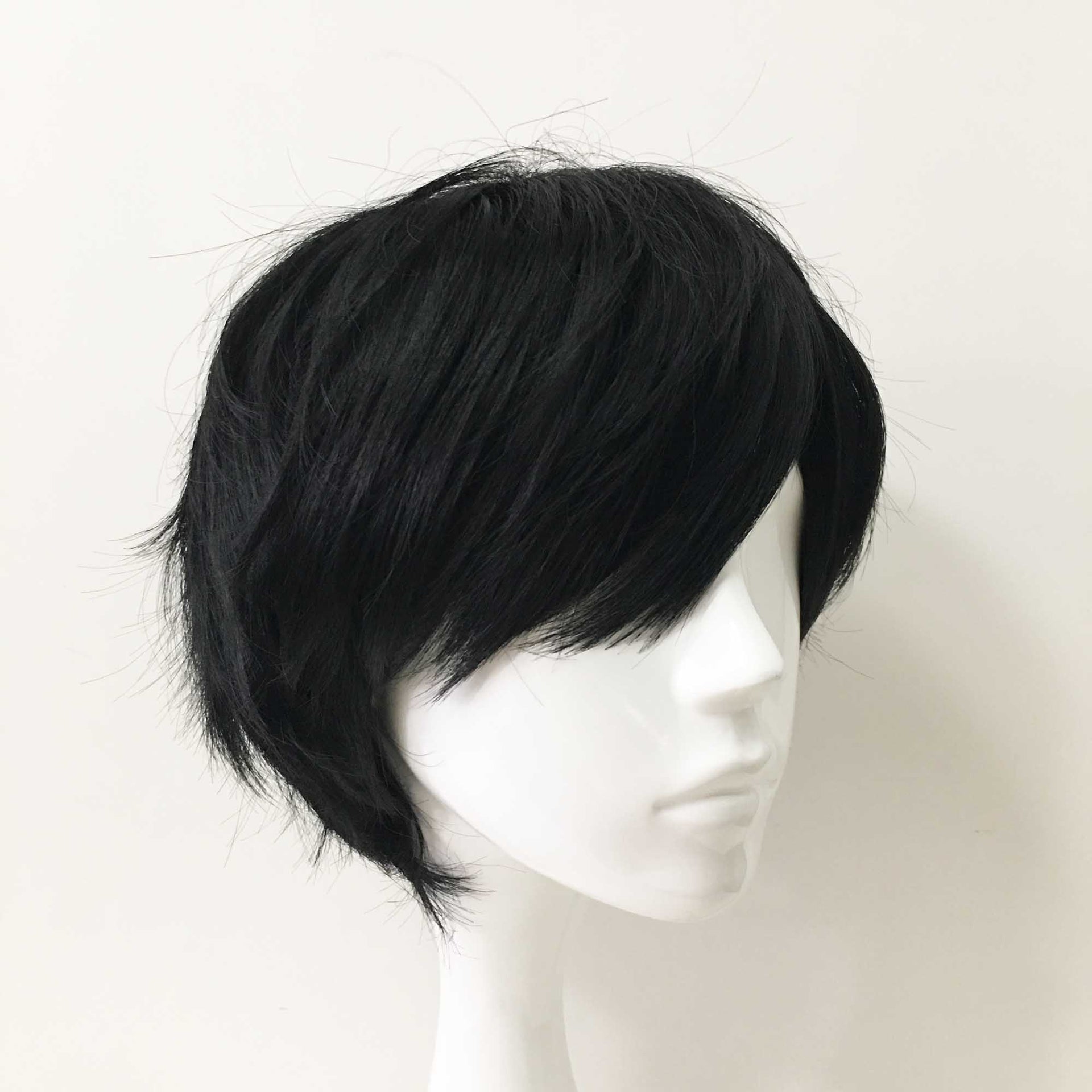 nevermindyrhead Men Black Short Straight Fringe-Bangs Pixie Cosplay Wig