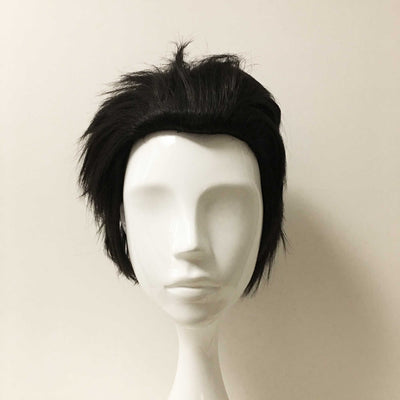 Men Black Short Straight Slicked Back Cosplay Wig
