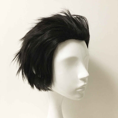 Men Black Short Straight Slicked Back Cosplay Wig