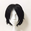 Men Black Short Straight Long Bangs Middle Part Cosplay Wig