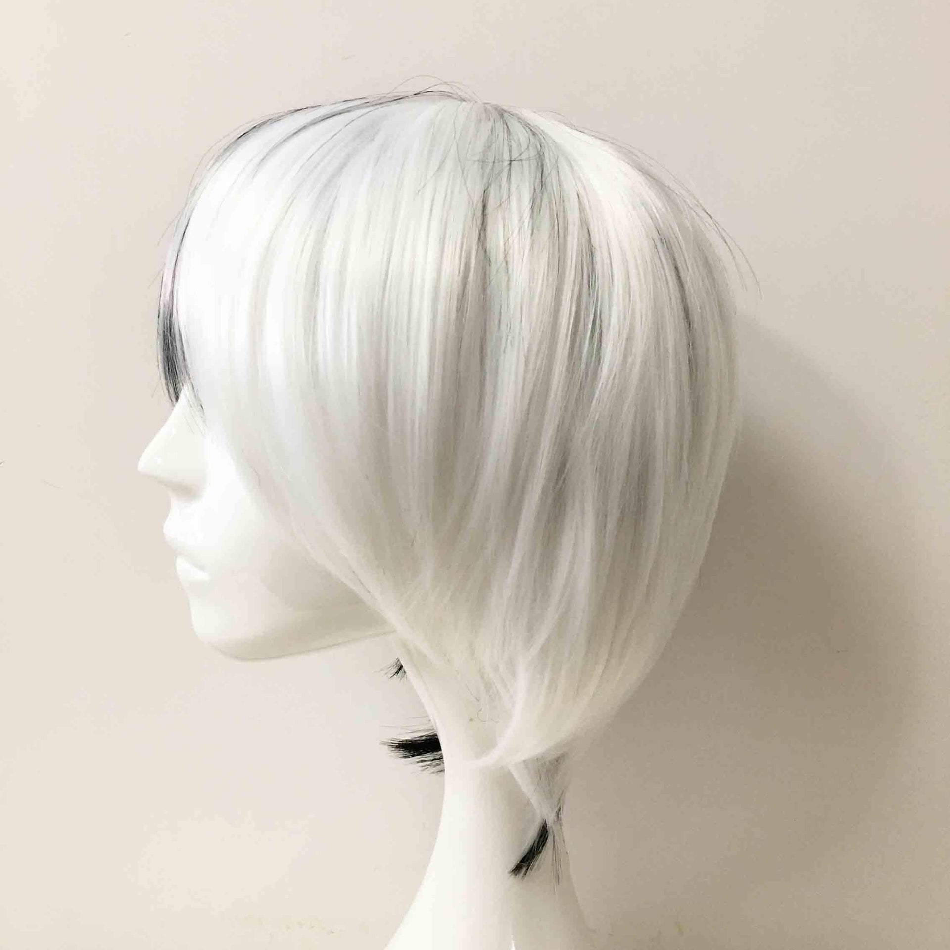 nevermindyrhead Men Black White Split Colors Short Straight Fringe Bangs Cosplay Wig