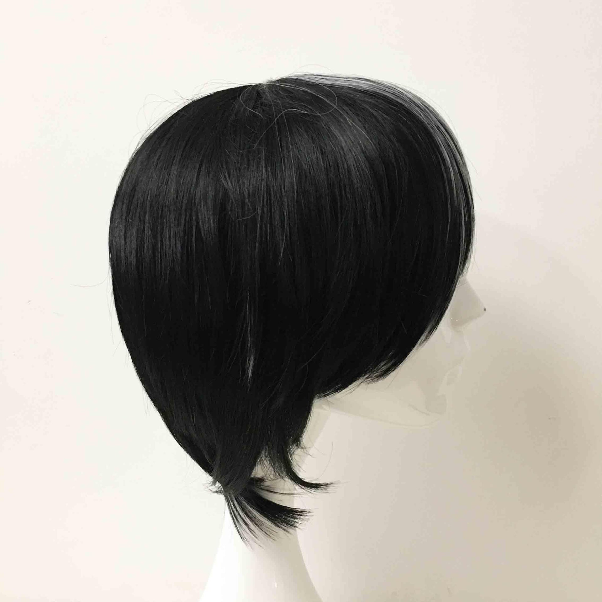 nevermindyrhead Men Black White Split Colors Short Straight Fringe Bangs Cosplay Wig