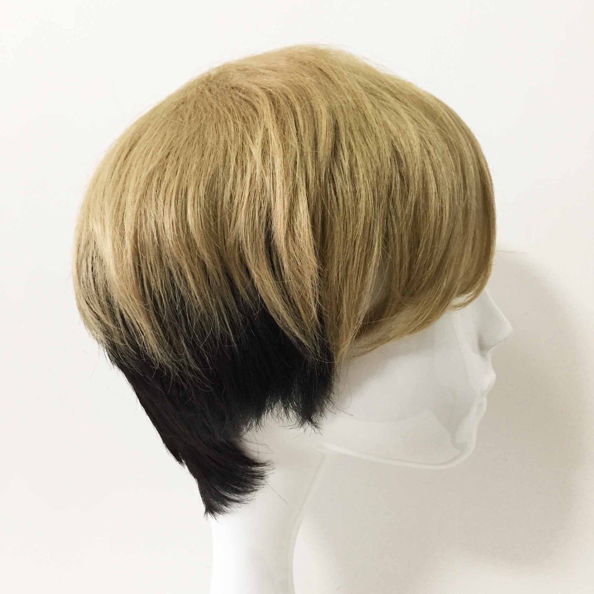 nevermindyrhead Men Blonde Black Two Tone Short Straight Fringe Bangs Wig