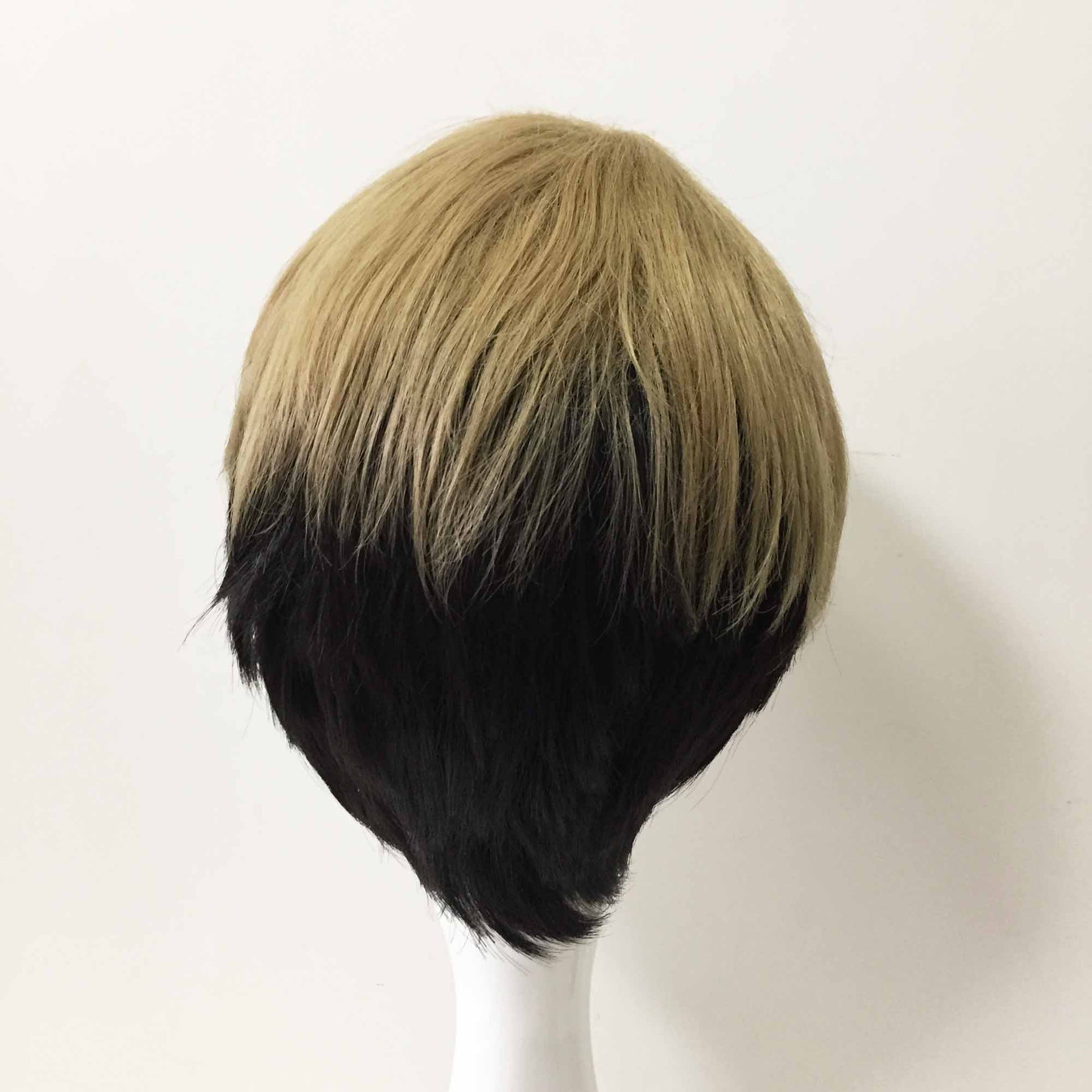 nevermindyrhead Men Blonde Black Two Tone Short Straight Fringe Bangs Wig