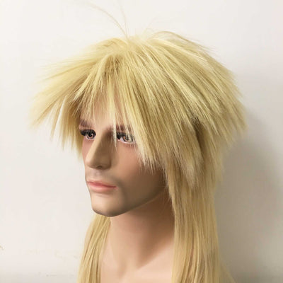 Men Blonde Long Straight Bouncy Mullet Punk Wig