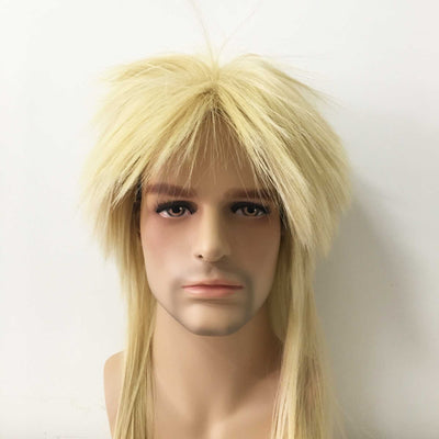 Men Blonde Long Straight Bouncy Mullet Punk Wig