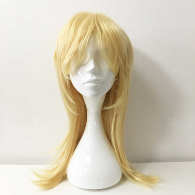 Men Blonde Long Straight Layered Fringe Bangs Mullet Cosplay Wig