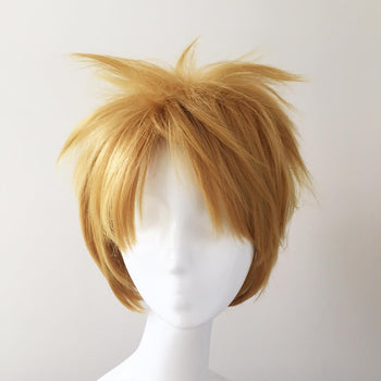 Men Blonde Short Straight Fringe Bangs Cosplay Wig