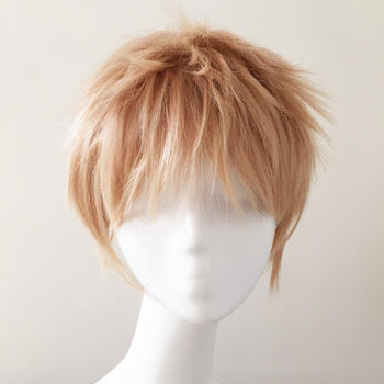 Männer Blonde Kurze Gerade Fransen Pony Layered Cosplay Perücke