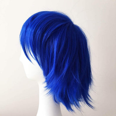 Men Blue Short Straight Fringe Bangs Cosplay Wig