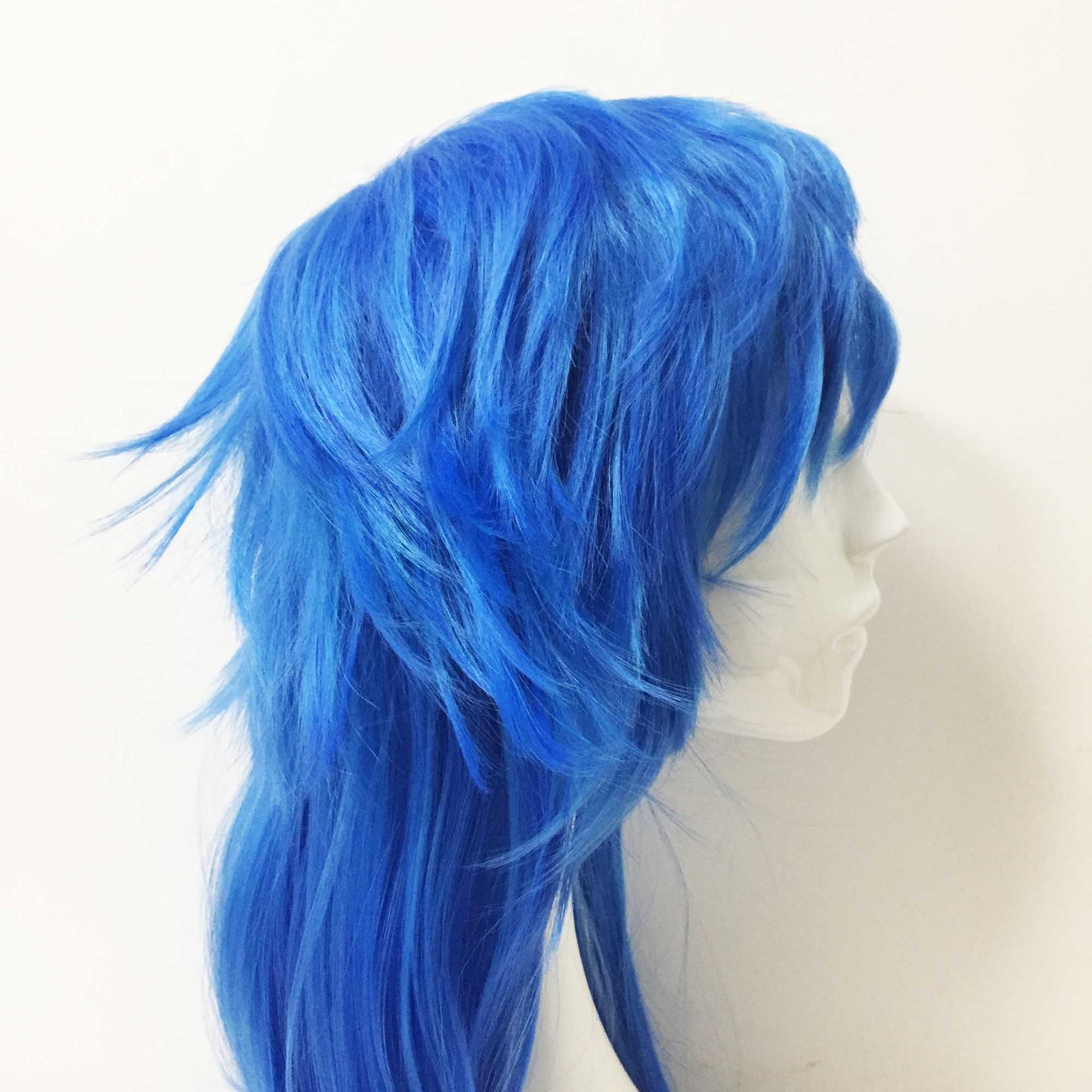 nevermindyrhead Men Blue Two-Tone Long Straight Layered Fringe Bangs Mullet Cosplay Wig