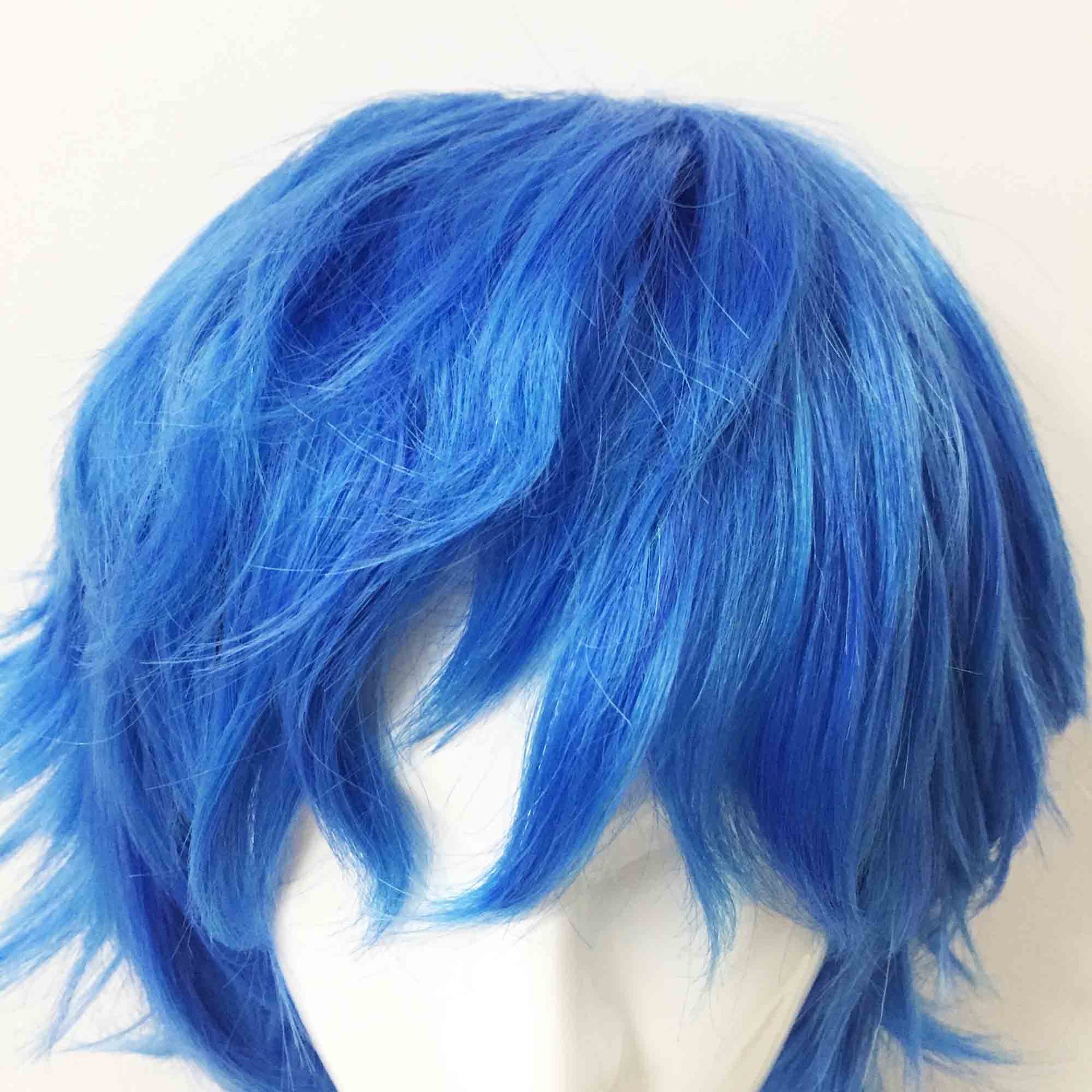 nevermindyrhead Men Blue Two-Tone Long Straight Layered Fringe Bangs Mullet Cosplay Wig