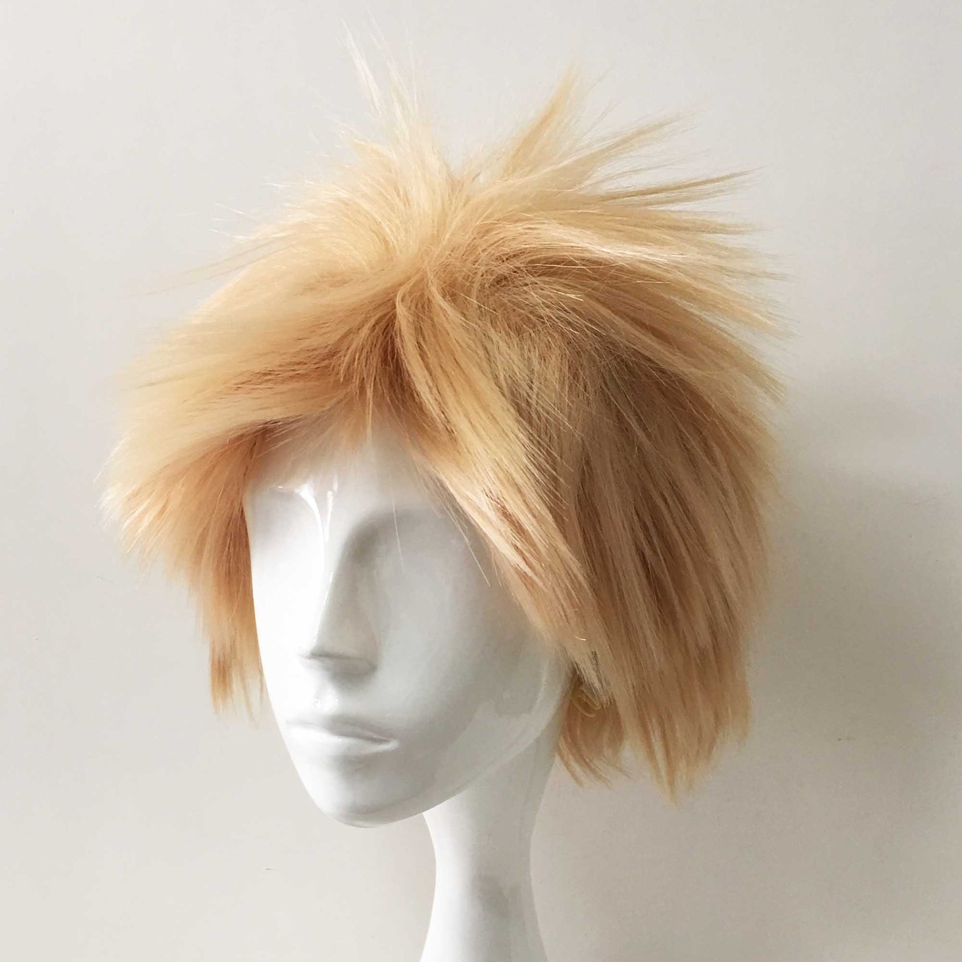 nevermindyrhead Men Bouncy Blonde Beige Short Fluffy Cosplay Anime Wig