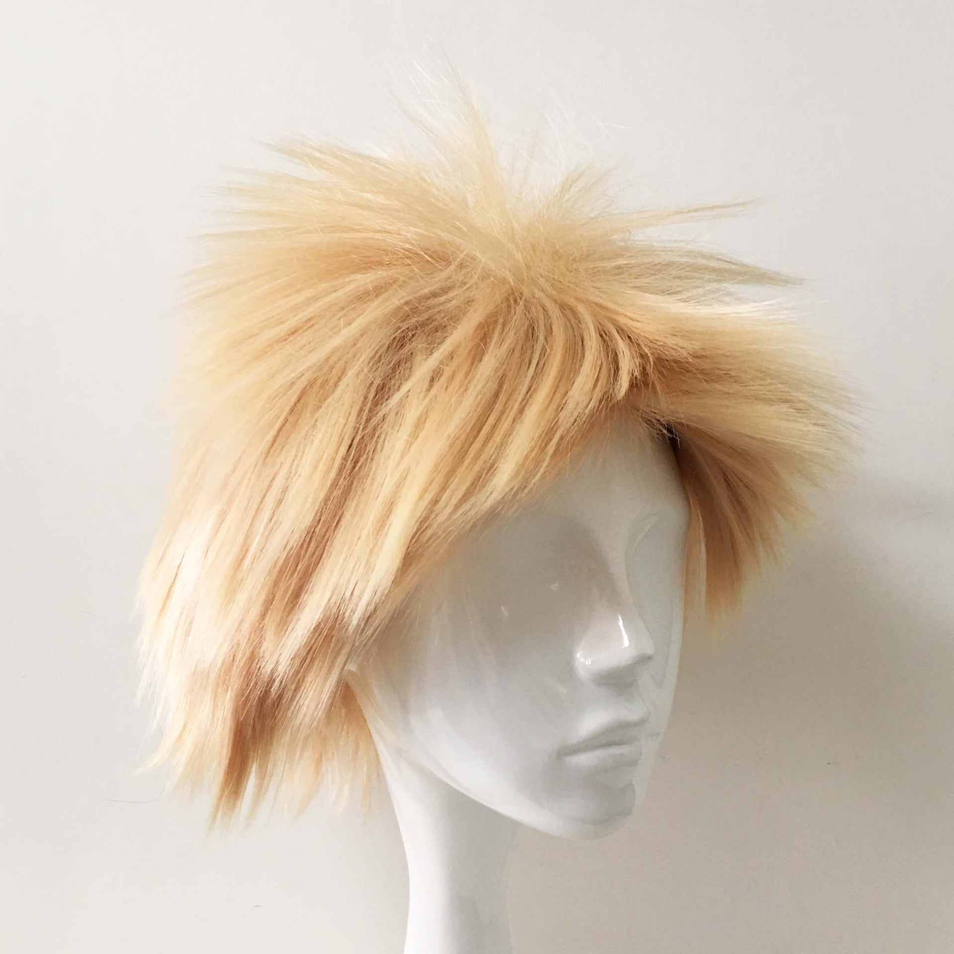 nevermindyrhead Men Bouncy Blonde Beige Short Fluffy Cosplay Anime Wig