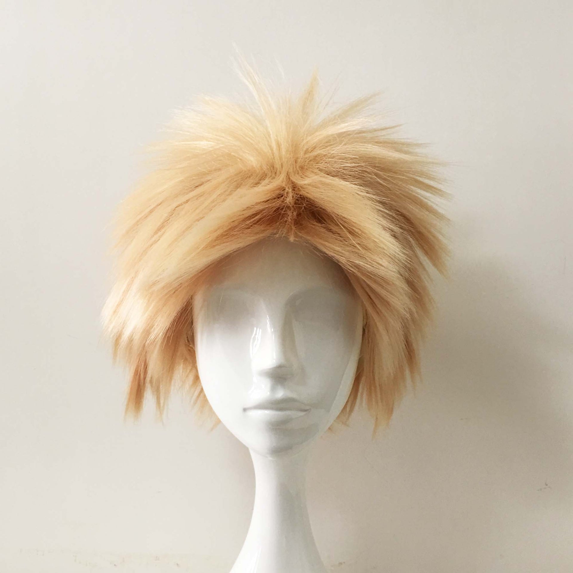 nevermindyrhead Men Bouncy Blonde Beige Short Fluffy Cosplay Anime Wig