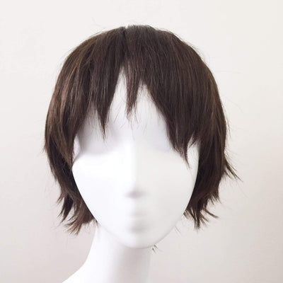 Men Dark Brown Short Straight Fringe Bangs Cosplay Wig