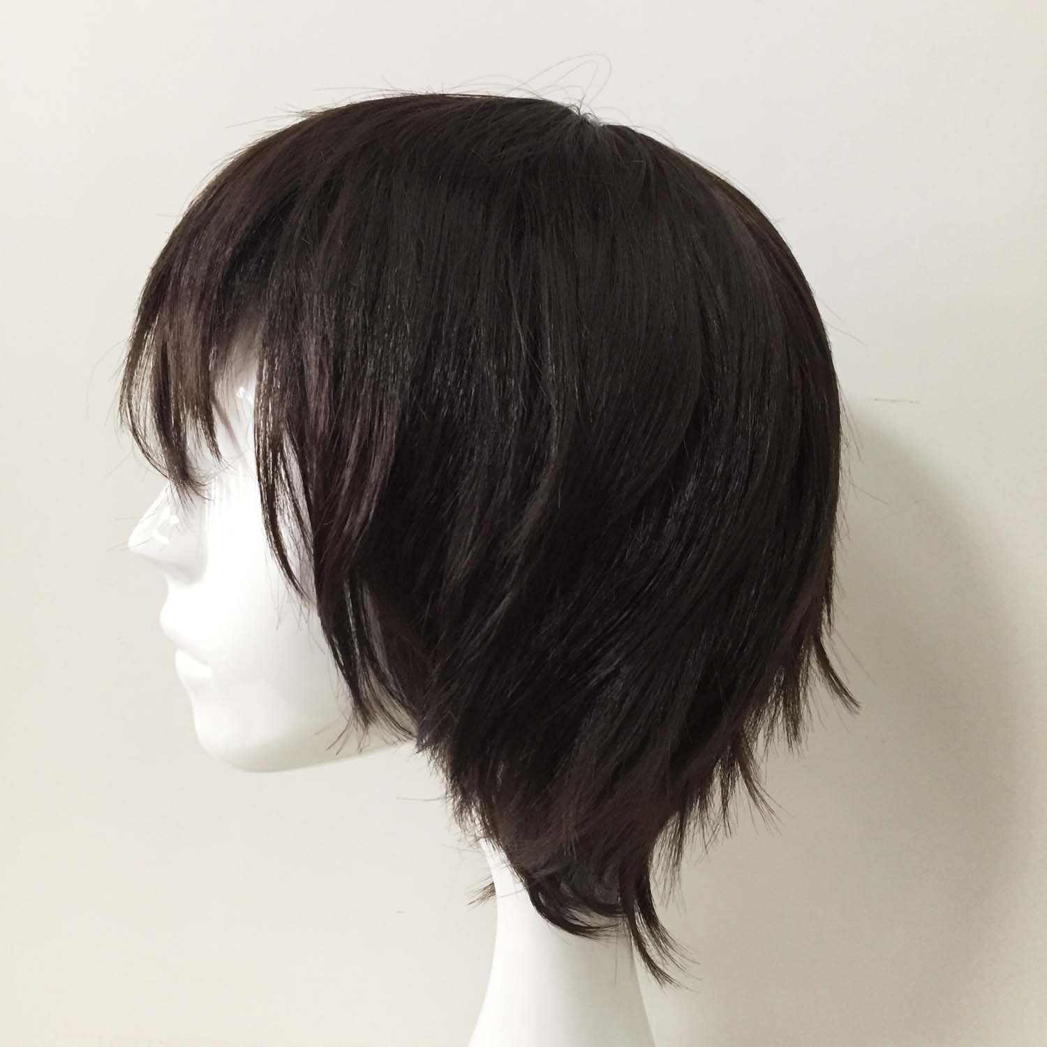 nevermindyrhead Men Dark Brown Short Straight Fringe Bangs Cosplay Wig