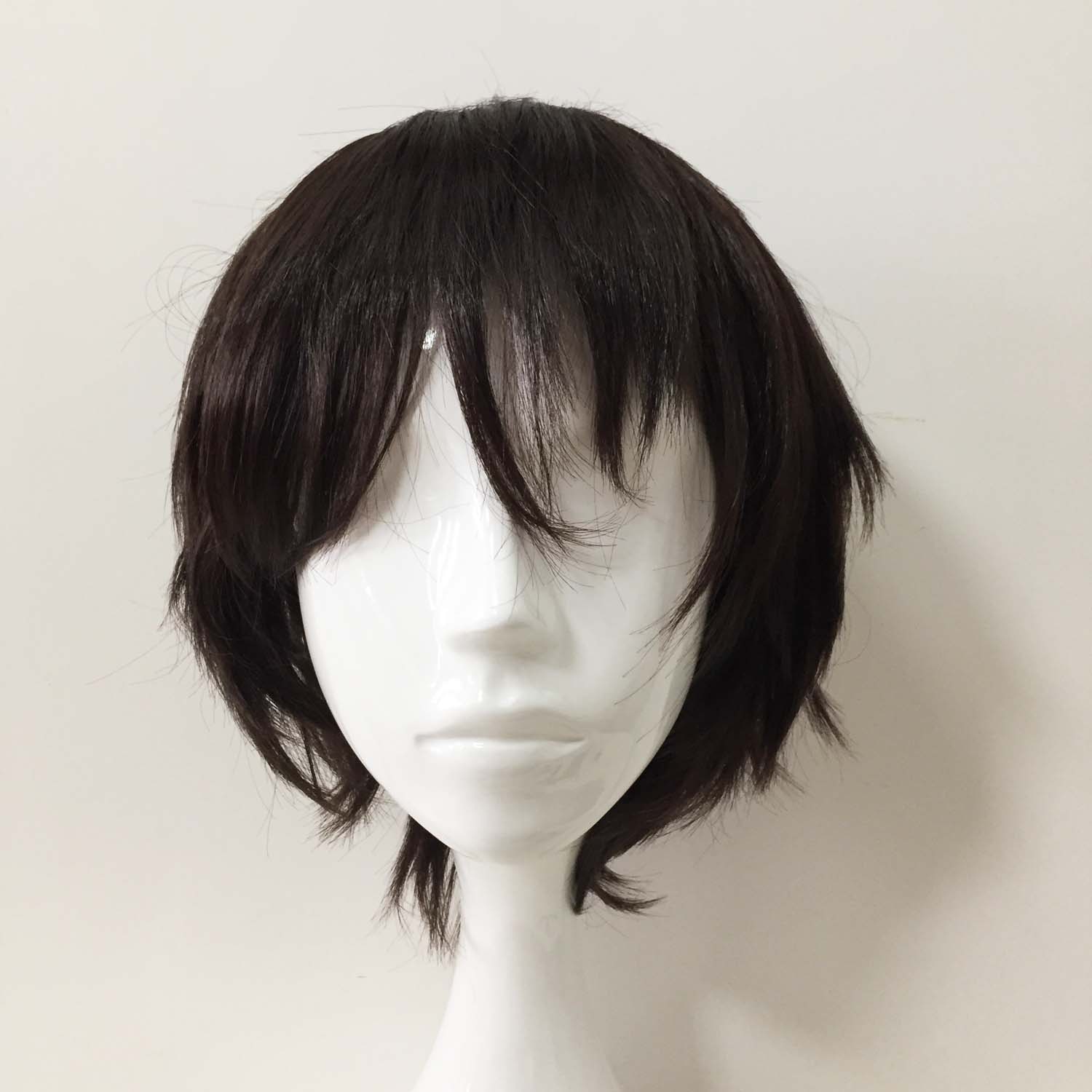 nevermindyrhead Men Dark Brown Short Straight Fringe Bangs Cosplay Wig