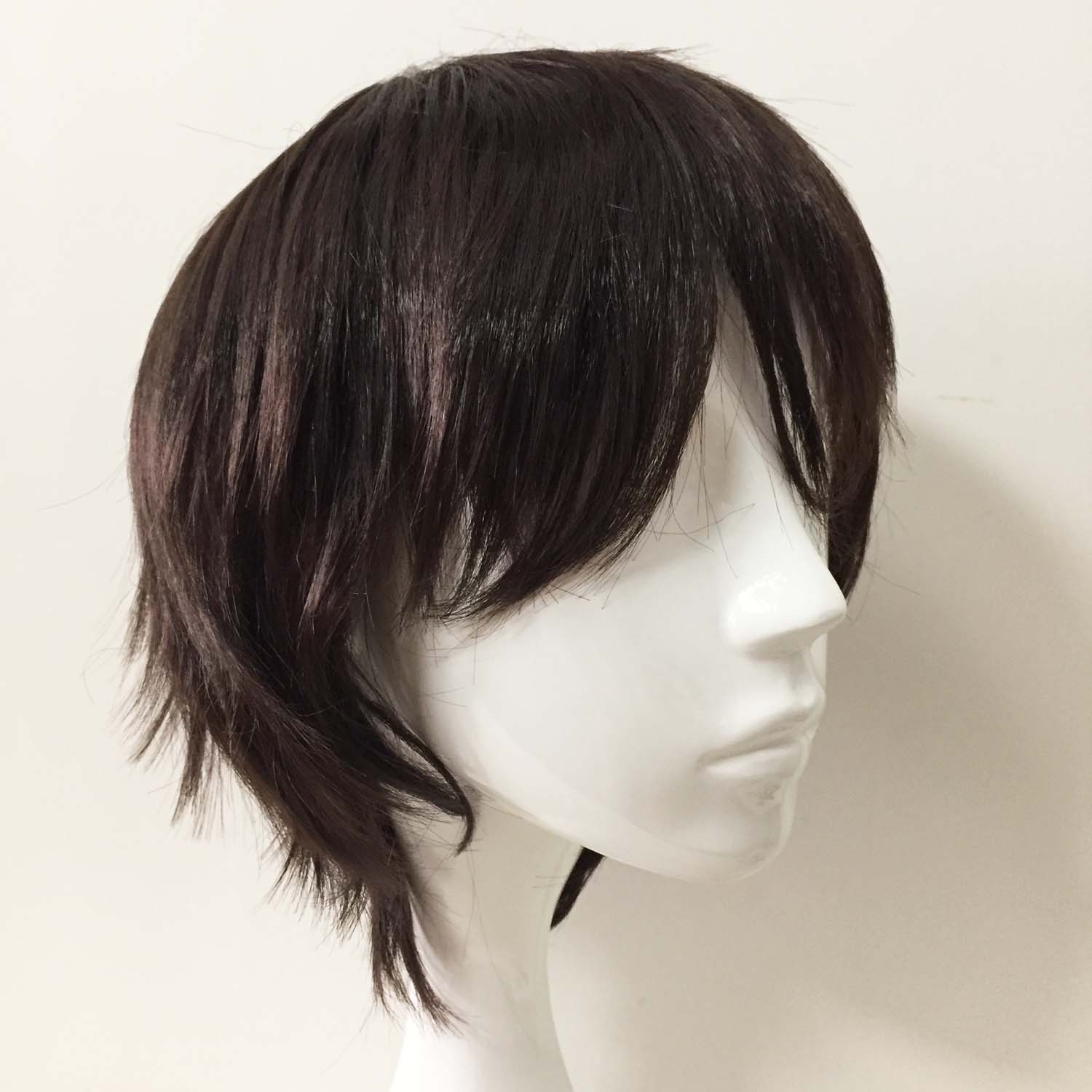 nevermindyrhead Men Dark Brown Short Straight Fringe Bangs Cosplay Wig