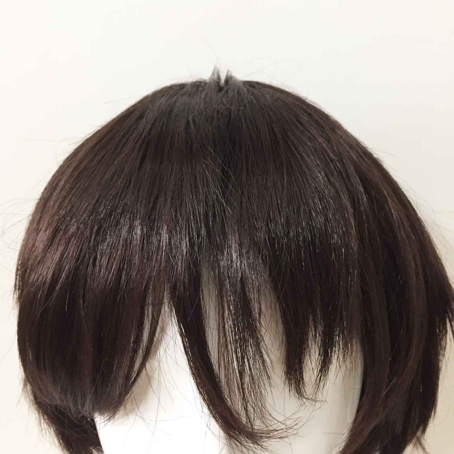 nevermindyrhead Men Dark Brown Short Straight Fringe Bangs Cosplay Wig