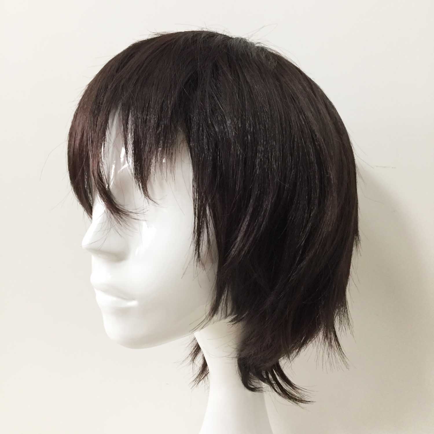 nevermindyrhead Men Dark Brown Short Straight Fringe Bangs Cosplay Wig