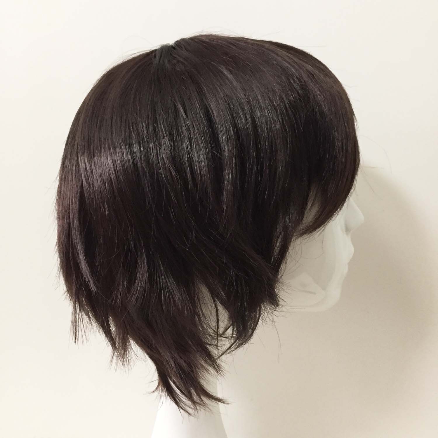 nevermindyrhead Men Dark Brown Short Straight Fringe Bangs Cosplay Wig