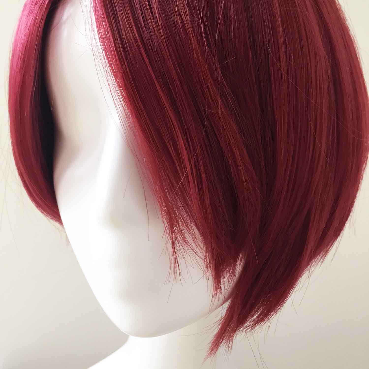 nevermindyrhead Men Dark Red Short Straight Long Bangs Side Part Cosplay Wig