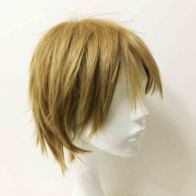 Men Golden Brown Short Straight Fringe Bangs Cosplay Wig