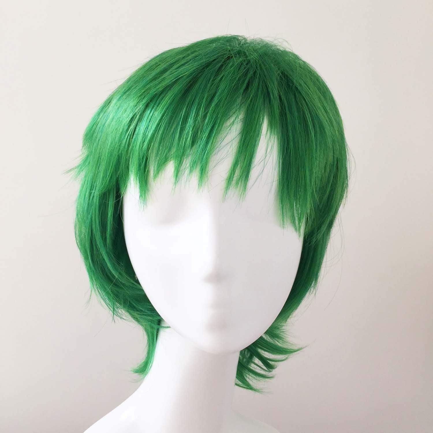 nevermindyrhead Men Green Fringe Layered Cut Short Hair Cosplay Wig