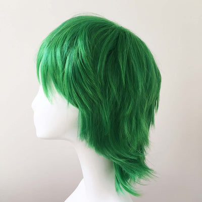 Men Grass Green Short Straight Fringe Bangs Cosplay Wig
