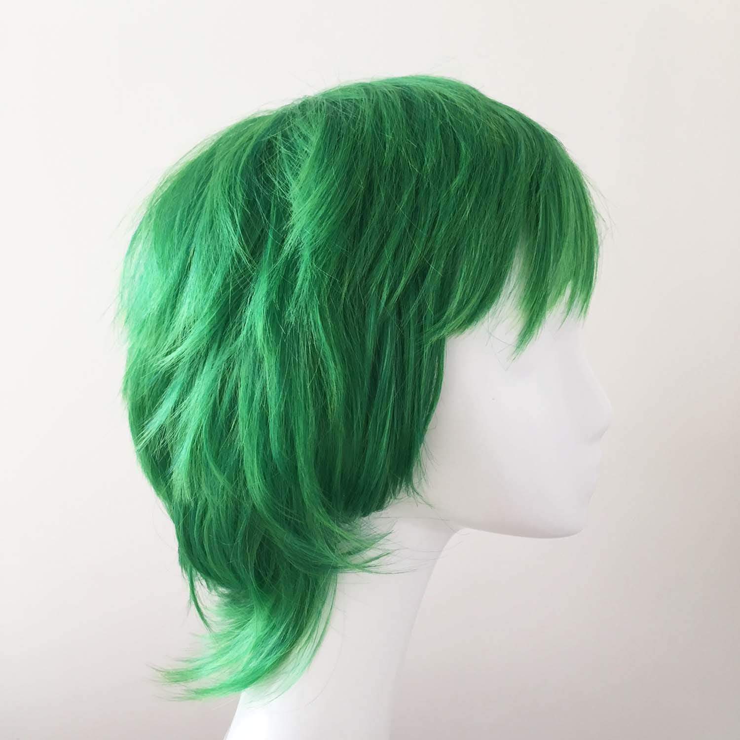 nevermindyrhead Men Green Fringe Layered Cut Short Hair Cosplay Wig