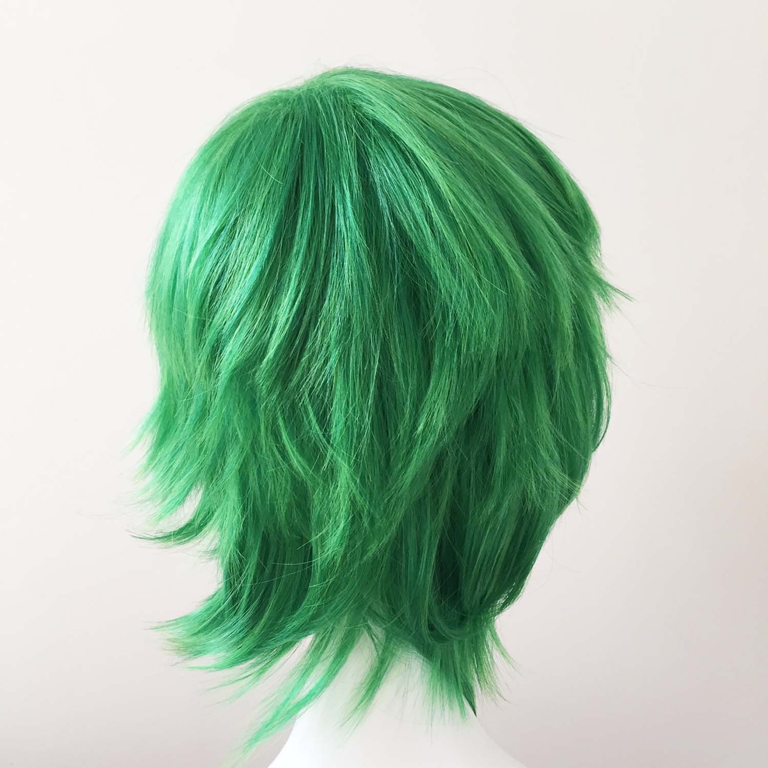 nevermindyrhead Men Green Fringe Layered Cut Short Hair Cosplay Wig