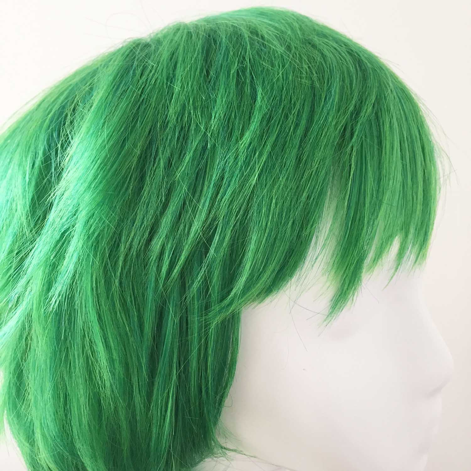 nevermindyrhead Men Green Fringe Layered Cut Short Hair Cosplay Wig